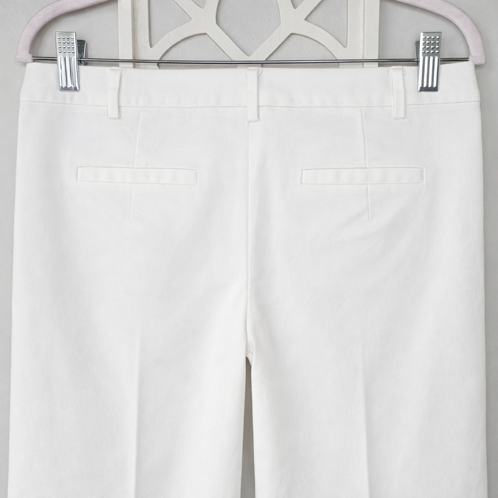 Vintage Milly of New York Y2K Wide Leg Trousers White Cotton Silk Lined Size 10 - Picture 5 of 9